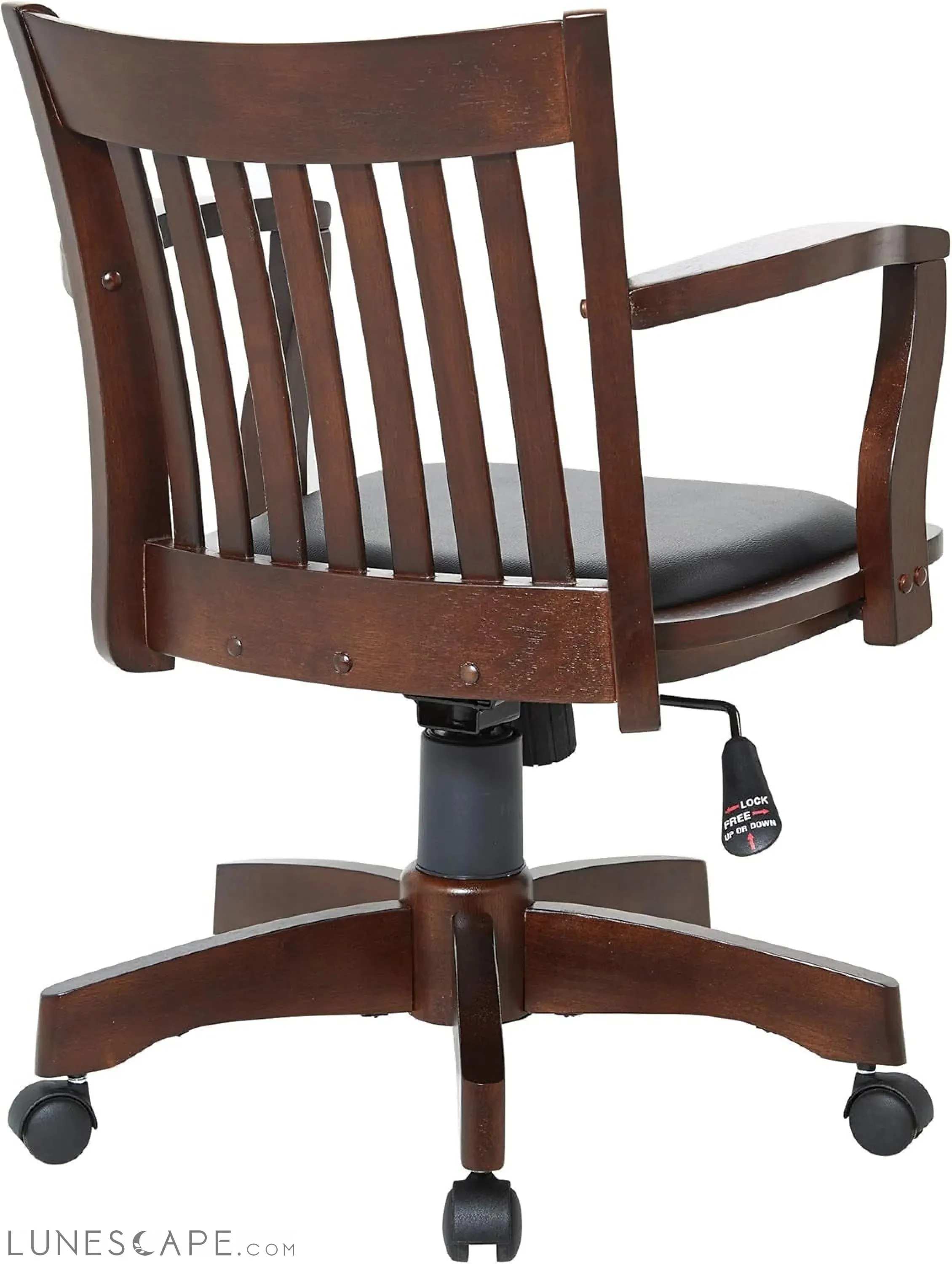 OSP Home Furnishings Deluxe Wood Banker'S Desk Chair with Padded Seat,