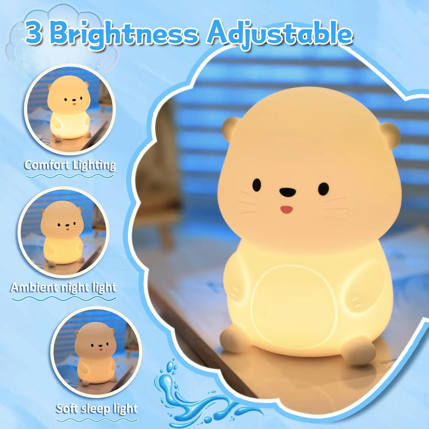 Otter Night Light, Cute Sea Otter Lamp Gifts,Animal Silicone Night Lamp, Cute Room Decor Night Light Birthday Christmas Gifts