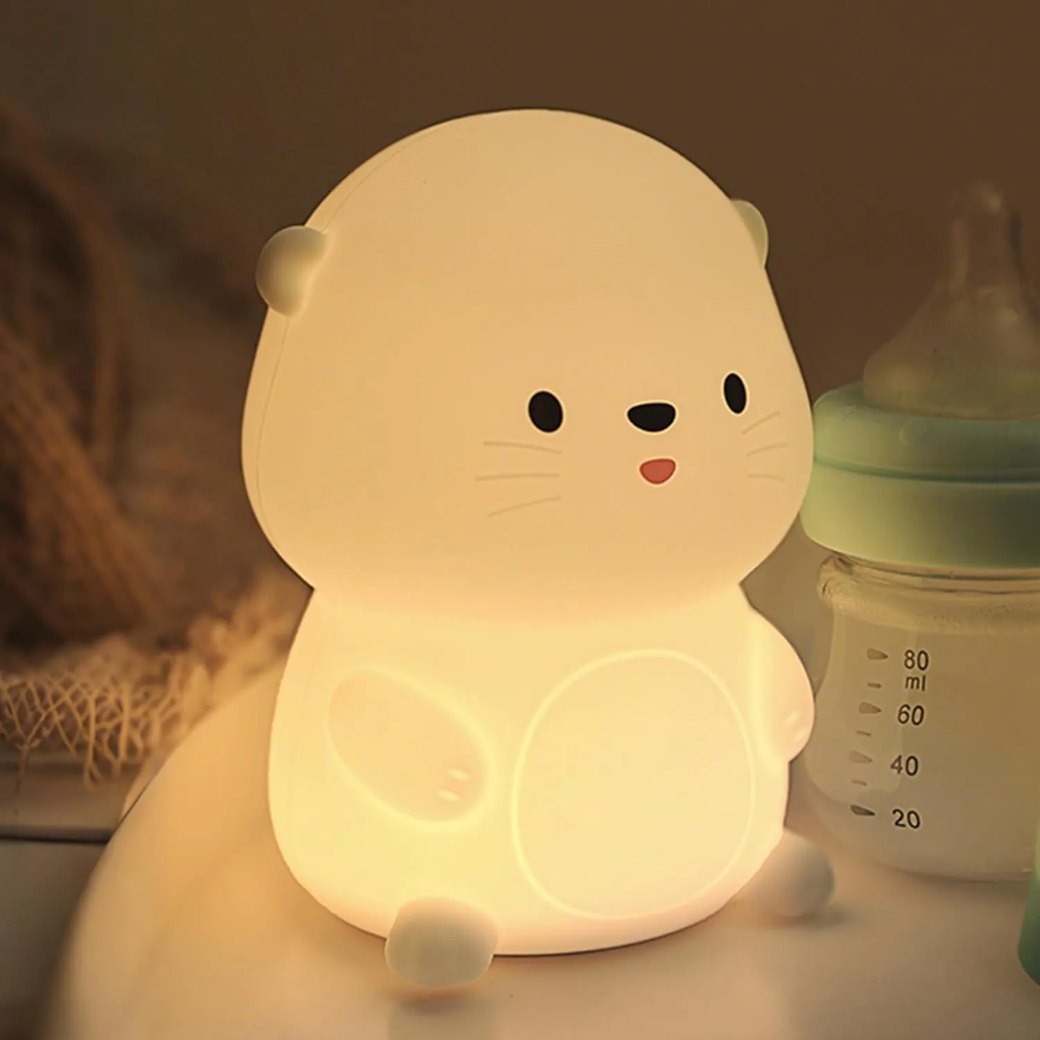 Otter Night Light, Cute Sea Otter Lamp Gifts,Animal Silicone Night Lamp, Cute Room Decor Night Light Birthday Christmas Gifts