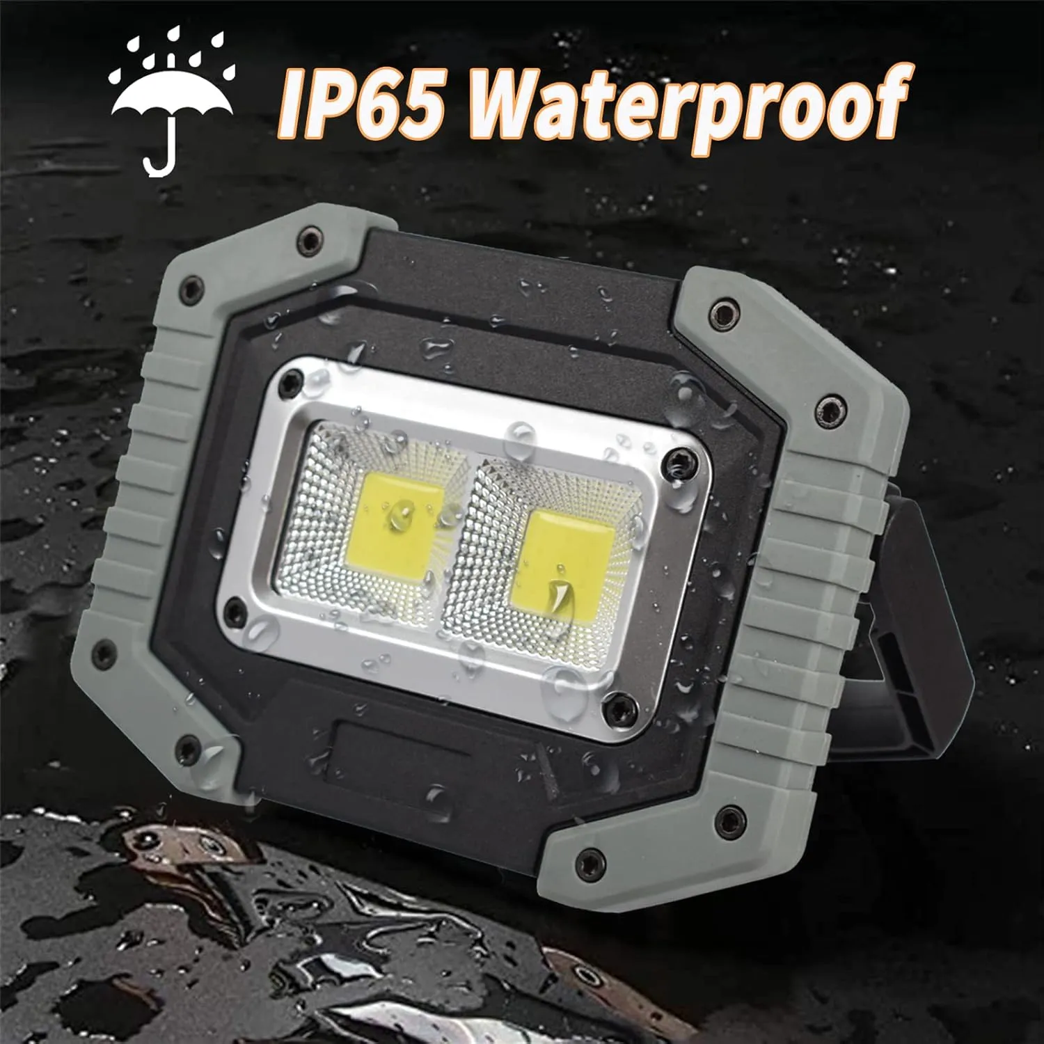 OTYTY LED Work Light 2-Pack, 30W 1500LM Portable Rechargeable Flood Lights with Magnetic Base, 4200mAh Battery for Outdoor, Camping, Hiking, Emergency, Car Repairing, Job Site Lighting (W840 Grey)