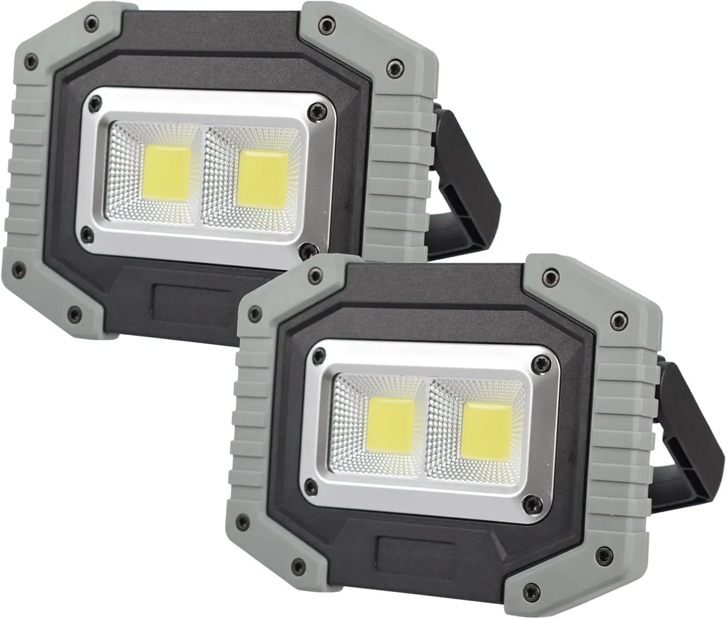 OTYTY LED Work Light 2-Pack, 30W 1500LM Portable Rechargeable Flood Lights with Magnetic Base, 4200mAh Battery for Outdoor, Camping, Hiking, Emergency, Car Repairing, Job Site Lighting (W840 Grey)