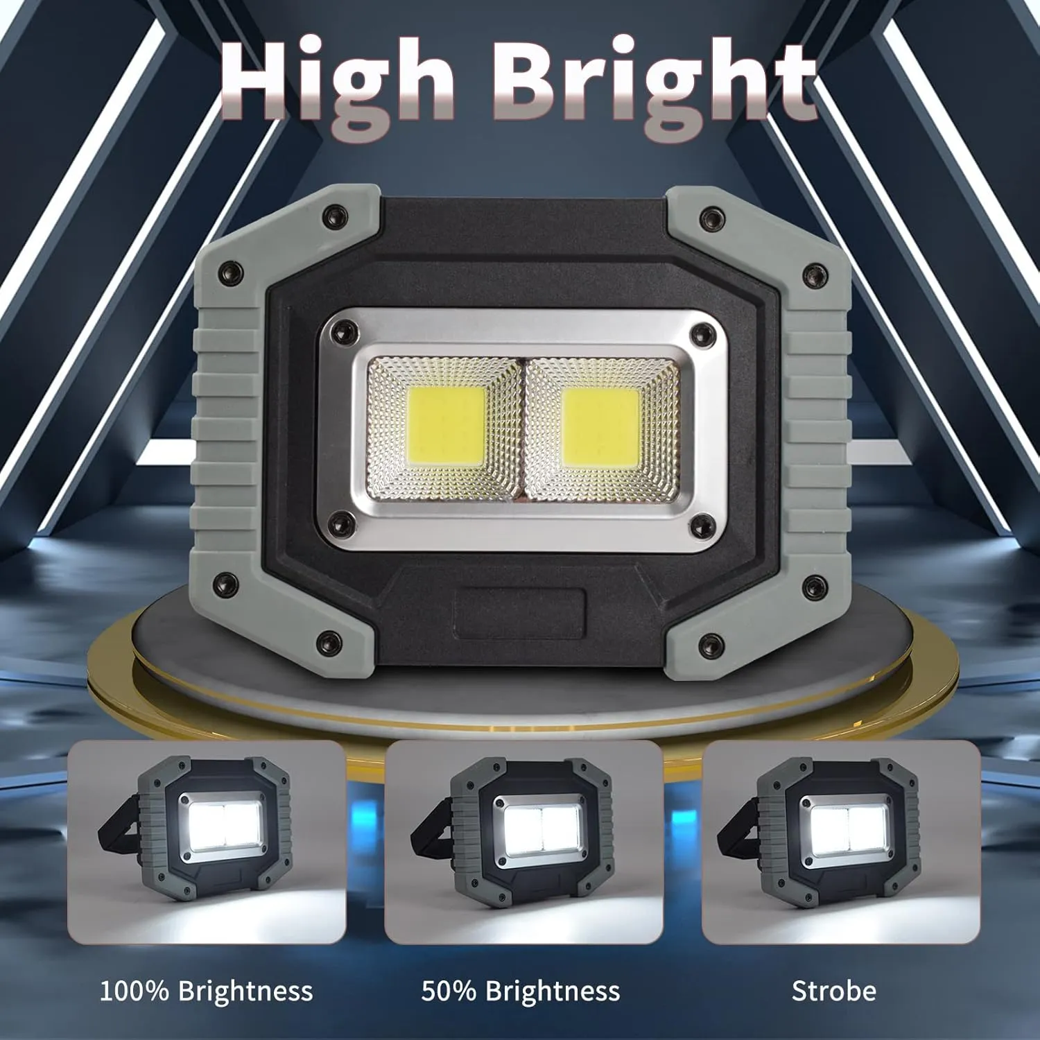 OTYTY LED Work Light 2-Pack, 30W 1500LM Portable Rechargeable Flood Lights with Magnetic Base, 4200mAh Battery for Outdoor, Camping, Hiking, Emergency, Car Repairing, Job Site Lighting (W840 Grey)