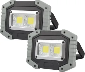 OTYTY LED Work Light 2-Pack, 30W 1500LM Portable Rechargeable Flood Lights with Magnetic Base, 4200mAh Battery for Outdoor, Camping, Hiking, Emergency, Car Repairing, Job Site Lighting (W840 Grey)