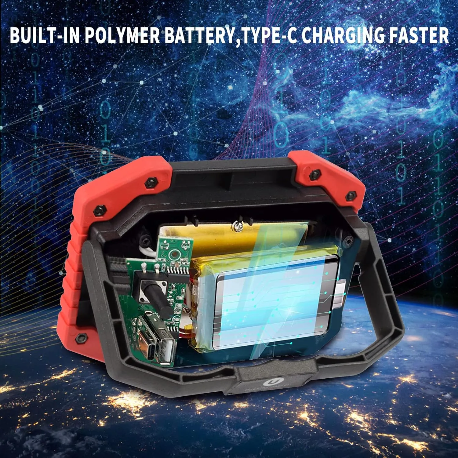 OTYTY LED Work Light 2-Pack, 30W 1500LM Portable Rechargeable Flood Lights with Magnetic Base, 4200mAh Battery for Outdoor, Camping, Hiking, Emergency, Car Repairing, Job Site Lighting (W840 Red)