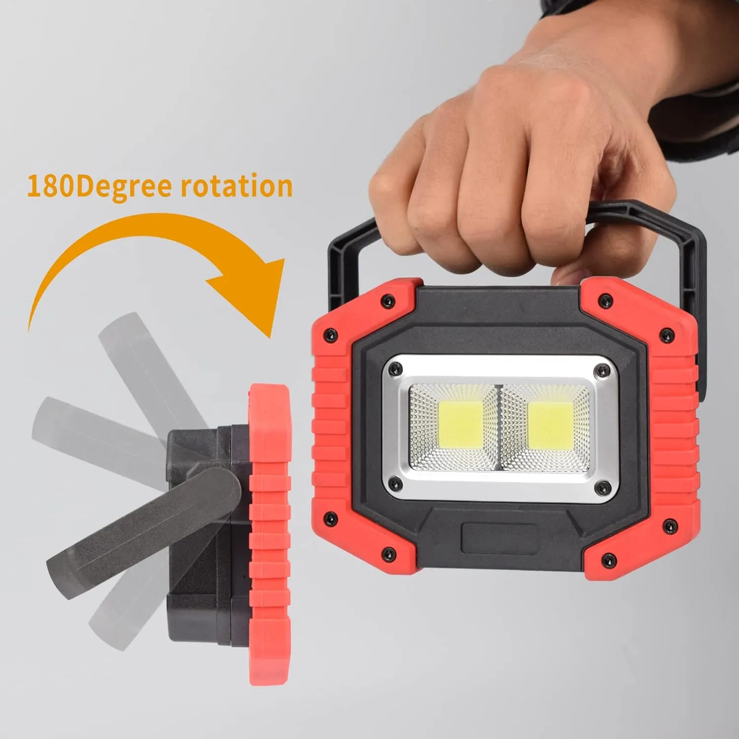 OTYTY LED Work Light 2-Pack, 30W 1500LM Portable Rechargeable Flood Lights with Magnetic Base, 4200mAh Battery for Outdoor, Camping, Hiking, Emergency, Car Repairing, Job Site Lighting (W840 Red)