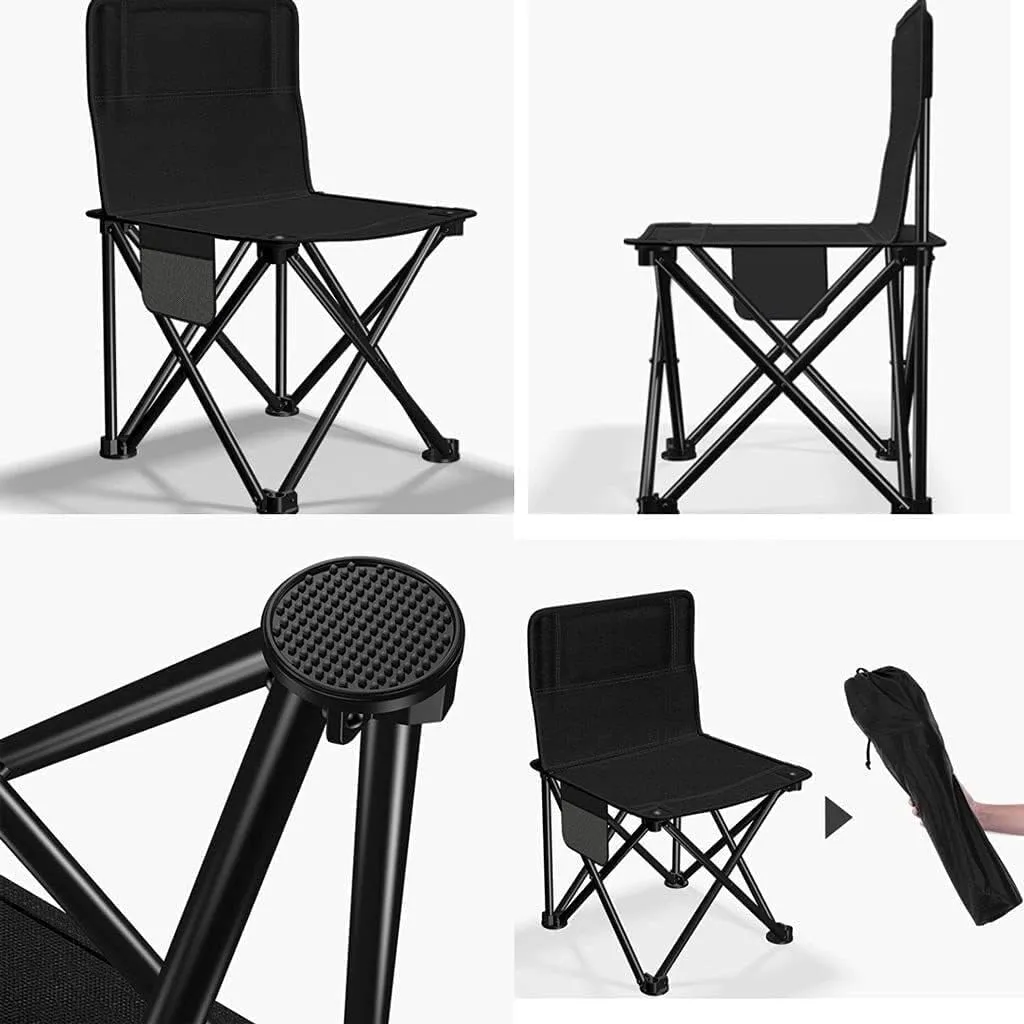 Outdoor Camp Chairs, Outdoor Folding Backrest Chair Portable Fishing Chair with Side Pocket Lightweight Leisure Chairs Padded Deck Chair Lawn Chairs Adults(D)