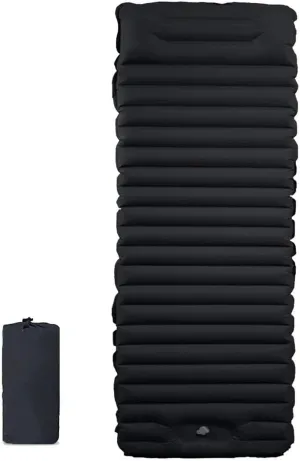 Outdoor Camping Air Mattress Inflatable Sleeping Pad Air Cushion Sleeping Mat Foot-operated Automatic Inflatable Sleeping Mat Picnic Mat Tent Mat(Black)