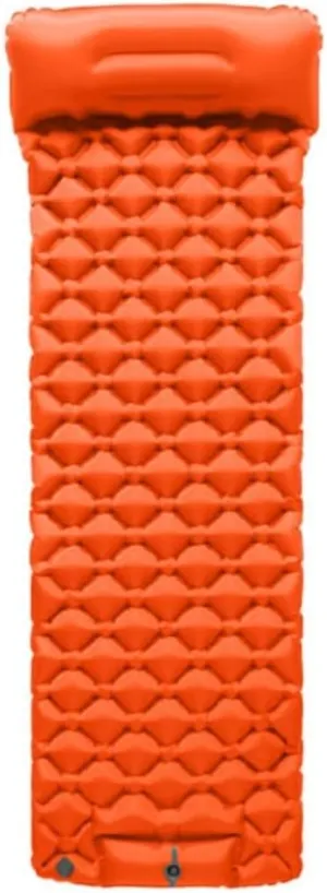 Outdoor Camping Sleeping Pad Inflatable Mattress with Pillows Ultralight Air Mat Built-in Inflator Pump Travel Hiking (Orange)