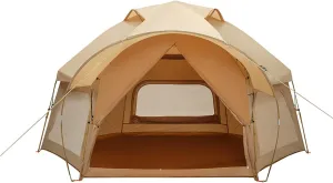 Outdoor Camping Tent, Frog Hexagonal One-Bedroom, 5~8 Persons Double Layer All Weather Easy Setup Tents, for Party, Picnic, Outdoor Travel, Camping
