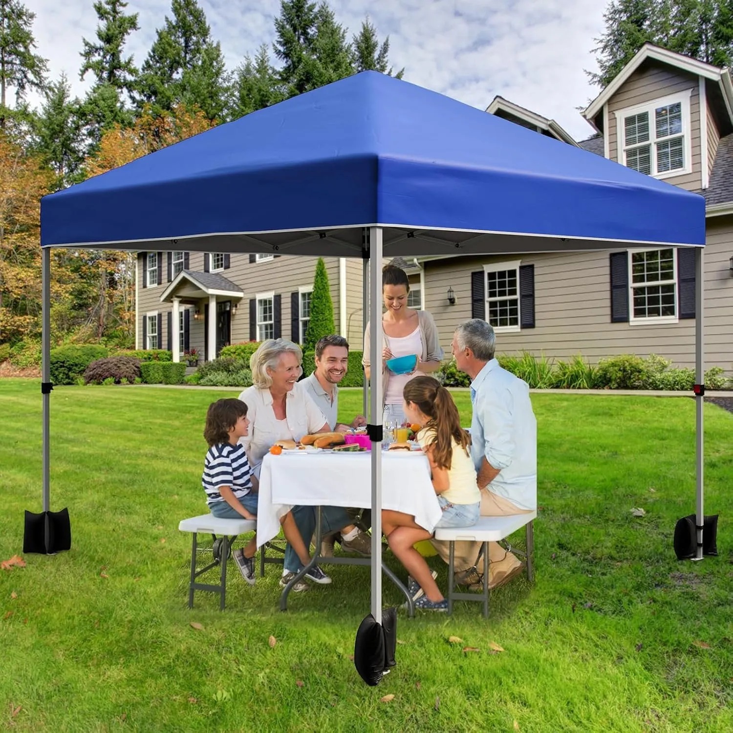 Outdoor Canopy Tent,10 x 10 Ft Pop Up Beach Canopy Tent 3 Adjustable Heights for Outdoor Shades with Wheeled Bag, 8 Stakes, 4 Ropes, Portable Shelter for Events, Parties, Camping