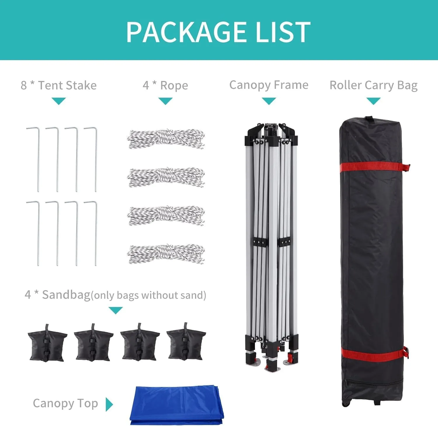 Outdoor Canopy Tent,10 x 10 Ft Pop Up Beach Canopy Tent 3 Adjustable Heights for Outdoor Shades with Wheeled Bag, 8 Stakes, 4 Ropes, Portable Shelter for Events, Parties, Camping