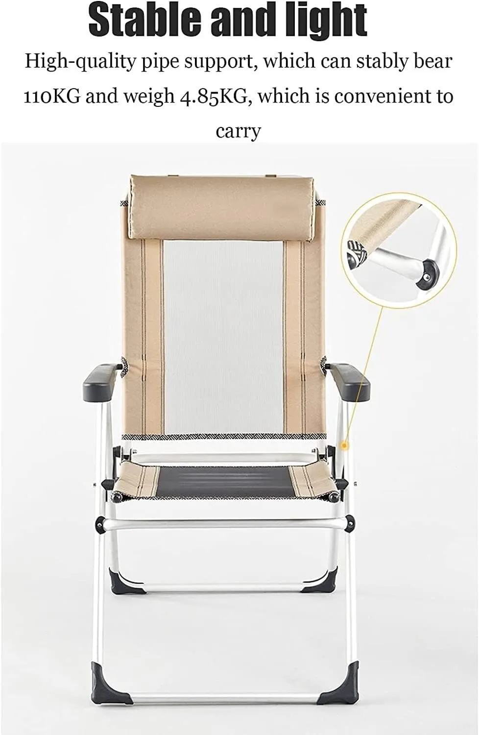Outdoor Chair Folding Camping Chair Outdoor Deck Chair Portable Armchair Fishing Camping Seat Stool with Adjustable Backrest and Breathable Mesh Backrest Camping Chair Foldable Chair