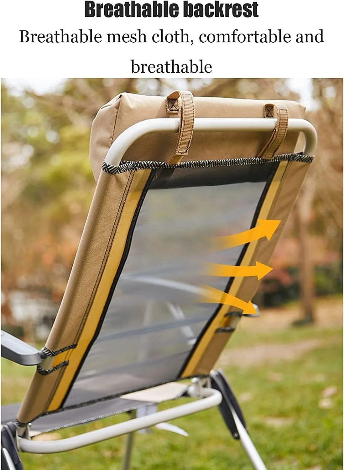 Outdoor Chair Folding Camping Chair Outdoor Deck Chair Portable Armchair Fishing Camping Seat Stool with Adjustable Backrest and Breathable Mesh Backrest Camping Chair Foldable Chair