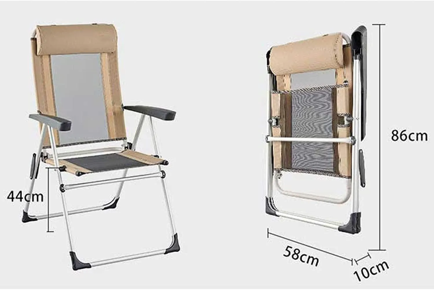 Outdoor Chair Folding Camping Chair Outdoor Deck Chair Portable Armchair Fishing Camping Seat Stool with Adjustable Backrest and Breathable Mesh Backrest Camping Chair Foldable Chair