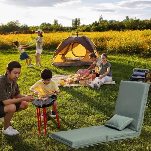 Outdoor Chair for Travel and Leisure, Adjustable Recliner with Carry Bag, Lightweight Design in Light Green