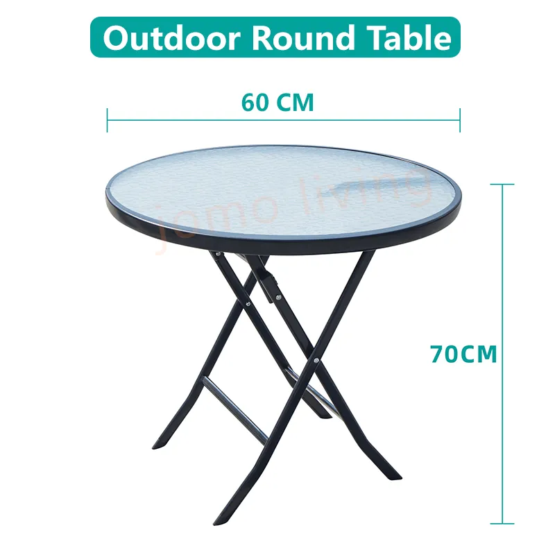 Outdoor Chairs & Table Set Balcony Coffee Table Leisure Rattan Chairs Glass Table Foldable Table