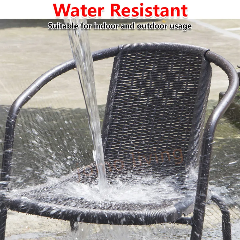 Outdoor Chairs & Table Set Balcony Coffee Table Leisure Rattan Chairs Glass Table Foldable Table