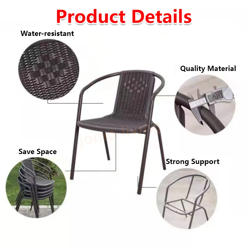 Outdoor Chairs & Table Set Balcony Coffee Table Leisure Rattan Chairs Glass Table Foldable Table