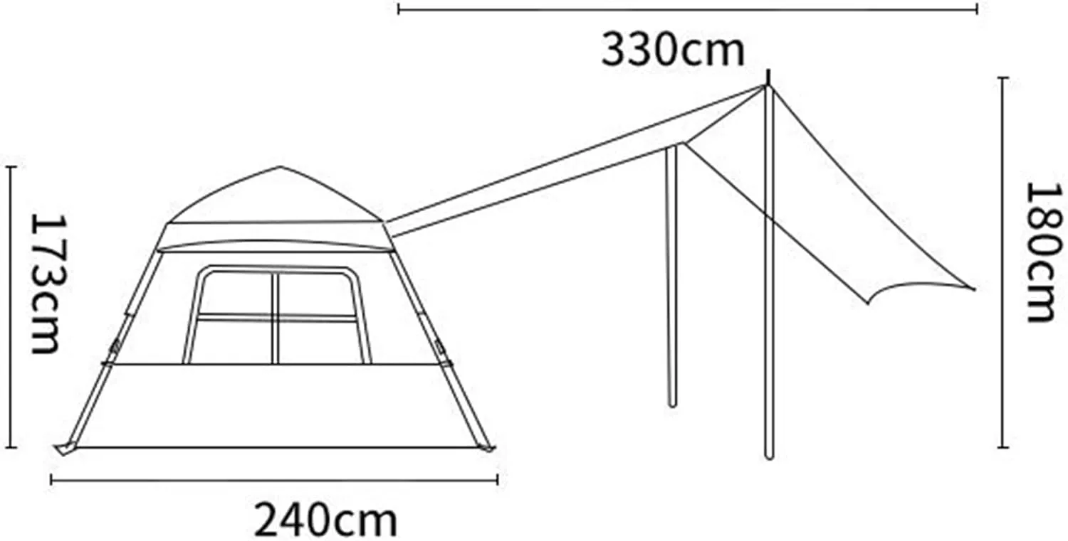 Outdoor Double Pop Up Tents for Camping, 4-Person Instant Blackout Tents for Family with Vestibule and Rainfly, 4 Season Lightweight Family Bell Tents, Easy to Assemble (White 240 * 240 * 175cm)