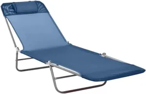 Outdoor Folding Chair Folding Recliner/Beach Chair, Powder Coated Steel Foldable Head Pillow, Outdoor Specific Chair Backpack Chair