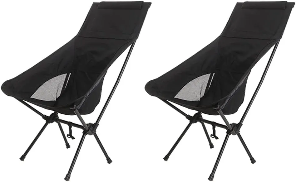 Outdoor Folding Chair Portable Camping Fishing Bench Picnic Leisure Recliner Camping Chair (Color : Schwarz)