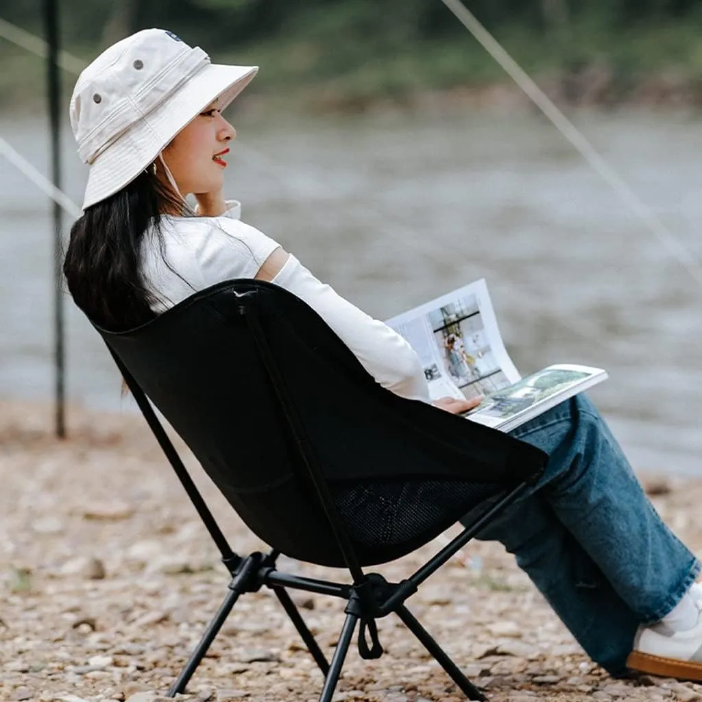 Outdoor Folding Chair Portable Camping Fishing Bench Picnic Leisure Recliner Camping Chair (Color : Schwarz)