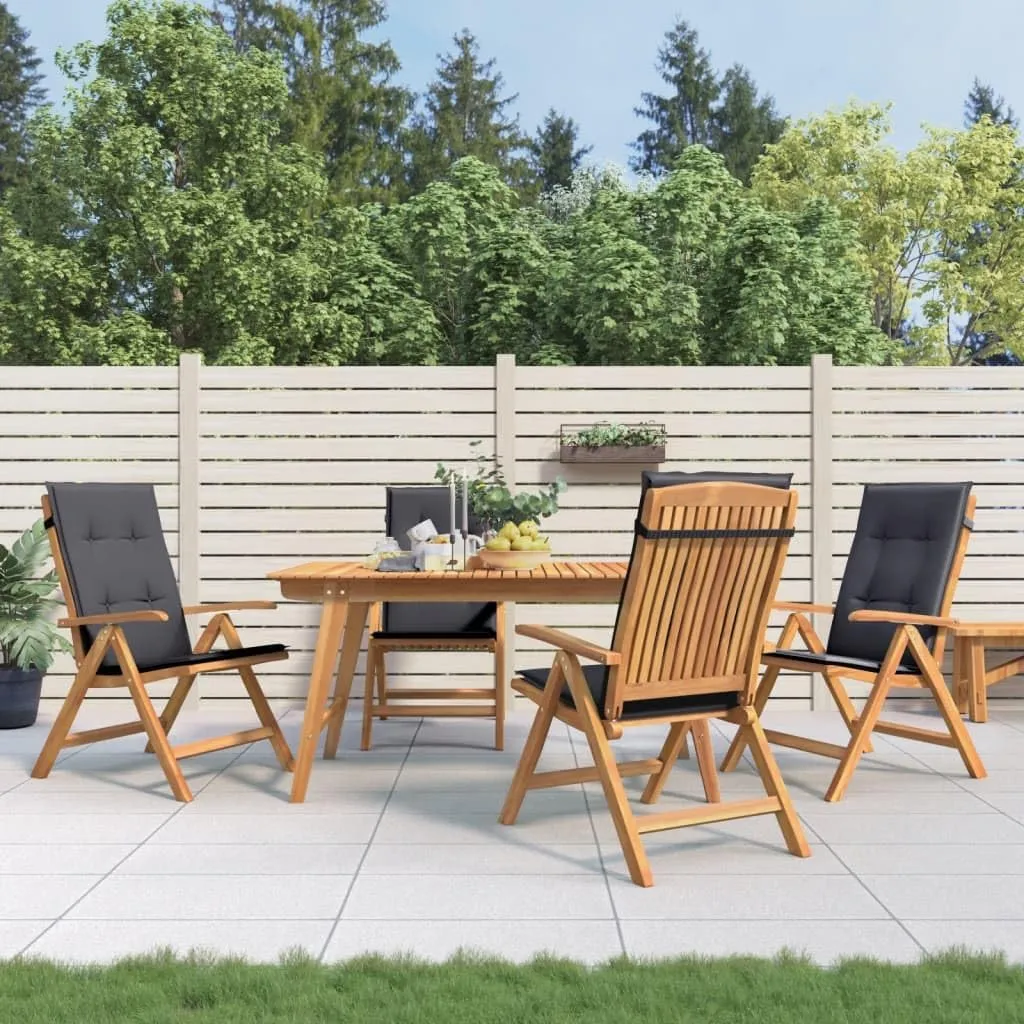 Outdoor Furniture Outdoor Chairs Front Porch Decor Reclining Patio Chairs with Cushions 4 pcs Solid Wood Teak