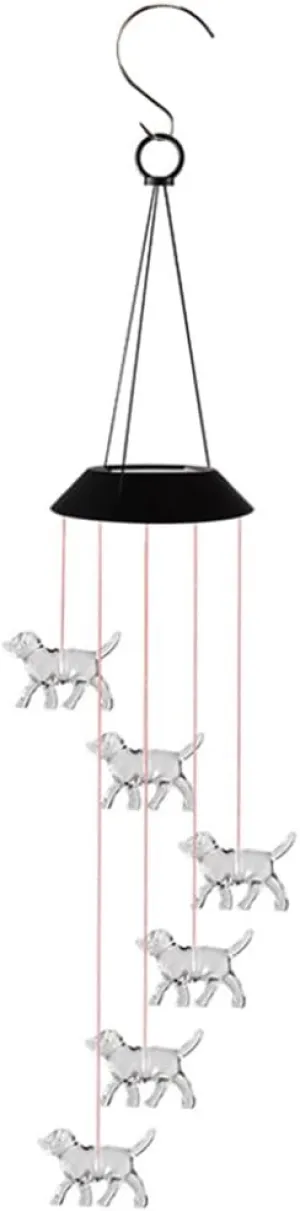 Outdoor Hanging Bell Light Solar Wind Chimes Light Color Changing Dog Hanging LED Windbell Lamp for Garden