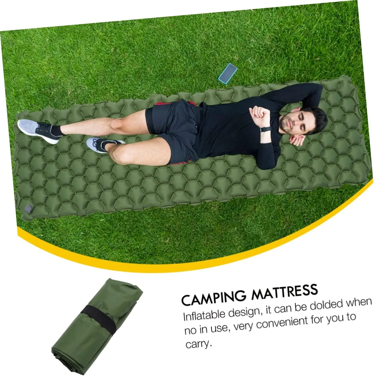 Outdoor Inflatable Sleeping Mat Camping Mattress for Backpacking and Hiking Portable Green Sleeping Pad