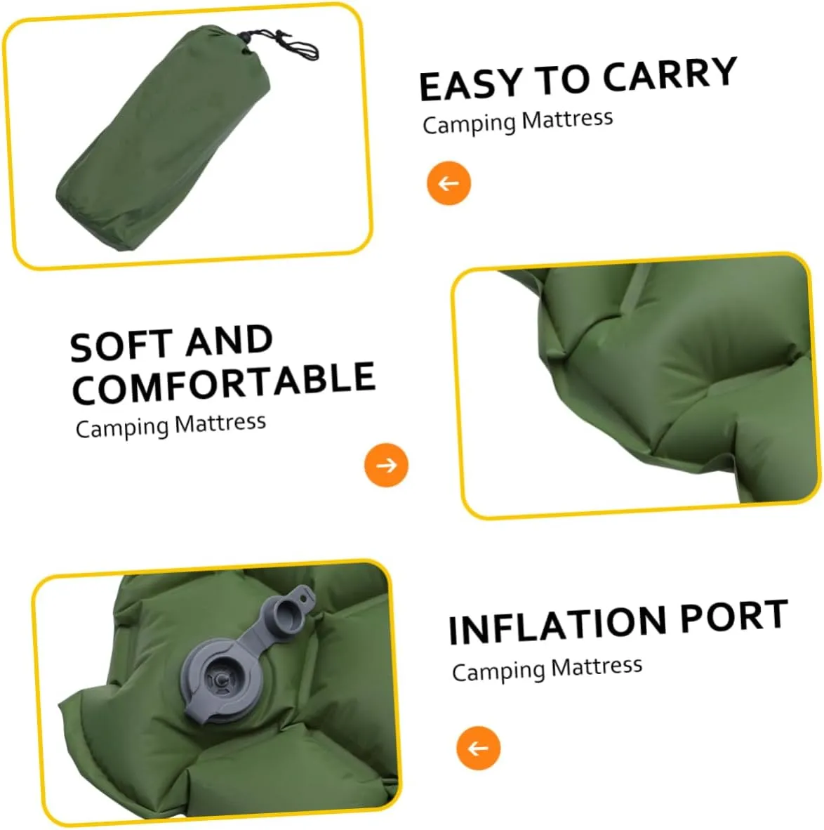 Outdoor Inflatable Sleeping Mat Camping Mattress for Backpacking and Hiking Portable Green Sleeping Pad