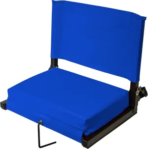 Outdoor Leisure Stadium Chairs for Bleachers with Back Support Products, Large Ultra-Padded Seat for Complete Comfort, Easy Carry Handle with Adjustable Shoulder Strap, Blue, (STADBLUL)