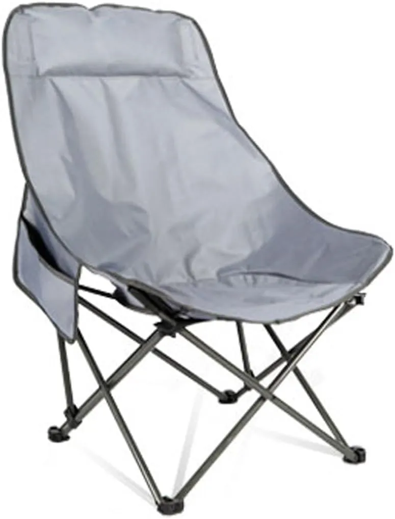Outdoor Moon Chair, Folding Chair, high Back Chair, Camping Fishing Chair, Leisure Enlarged heightened Moon Chair(Gray)
