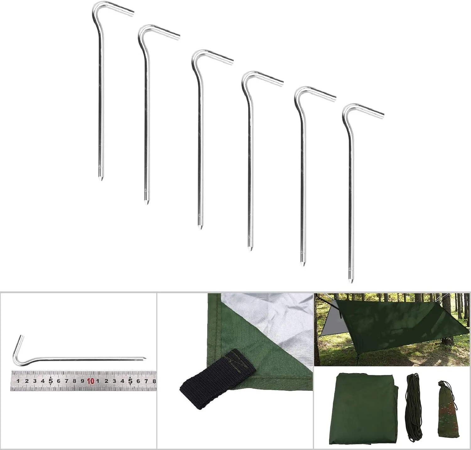 Outdoor Portable Lightweight Water Prevent Rain Tarp Fly Tent Shelter Camping Hiking Fishing (Green)