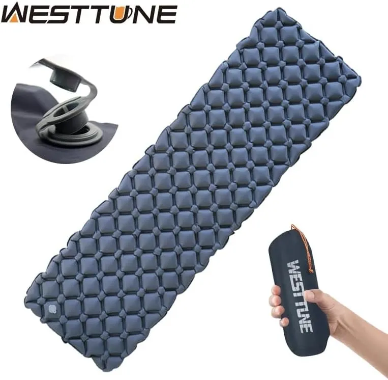 Outdoor Sleeping Pad Camping Inflatable Mattress Ultralight Air Cushion Travel Mat Folding Bed No Headrest for Travel Hiking (Orange)