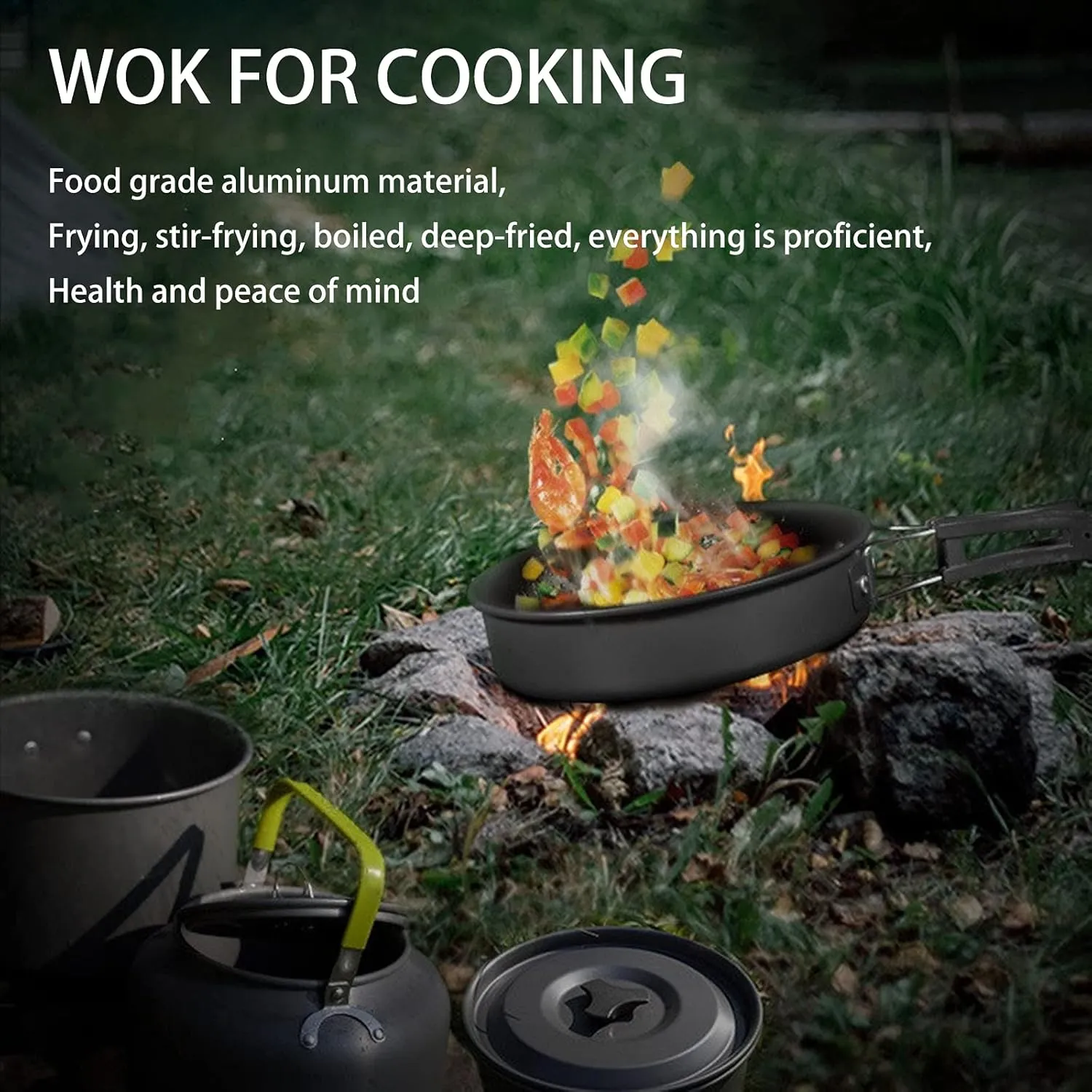 Outdoor Ultralight Camping Cookware Sundries Kit 12 Pieces of Lightweight Aluminum Pot Kit, Stackable Pots and Bowls with Storage Bags,Hiking