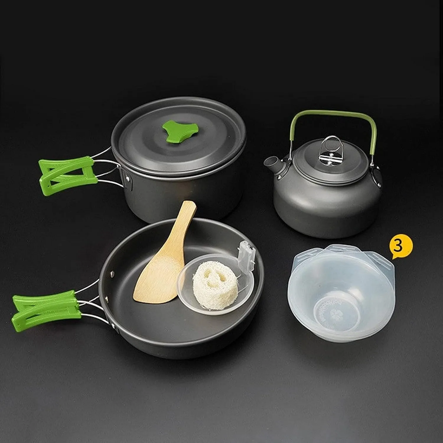 Outdoor Ultralight Camping Cookware Sundries Kit 12 Pieces of Lightweight Aluminum Pot Kit, Stackable Pots and Bowls with Storage Bags,Hiking