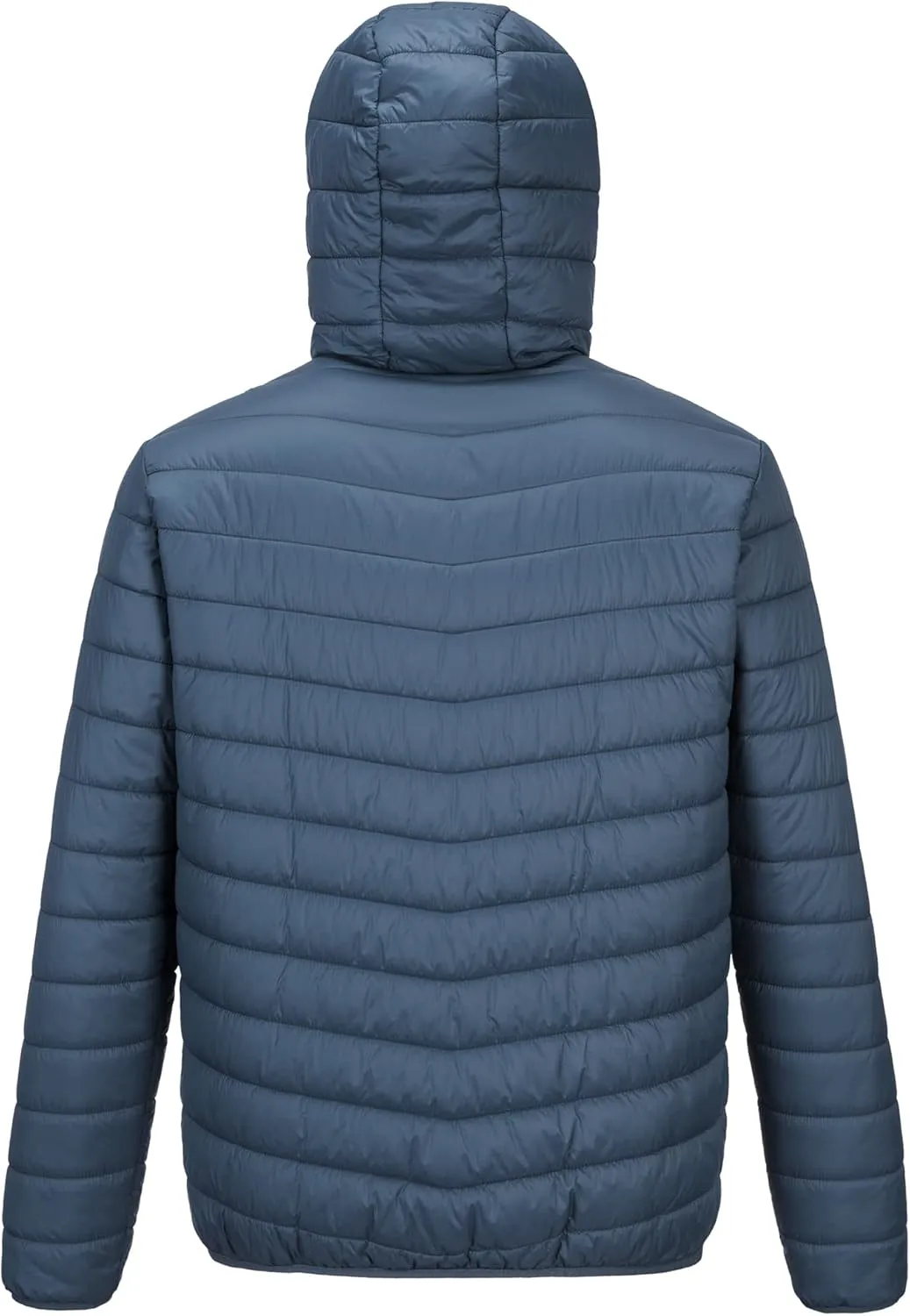 Outdoor Ventures Men's Lightweight Packable Hooded Puffer Jacket Insulated Winter Coat for Snow Ski Traveling