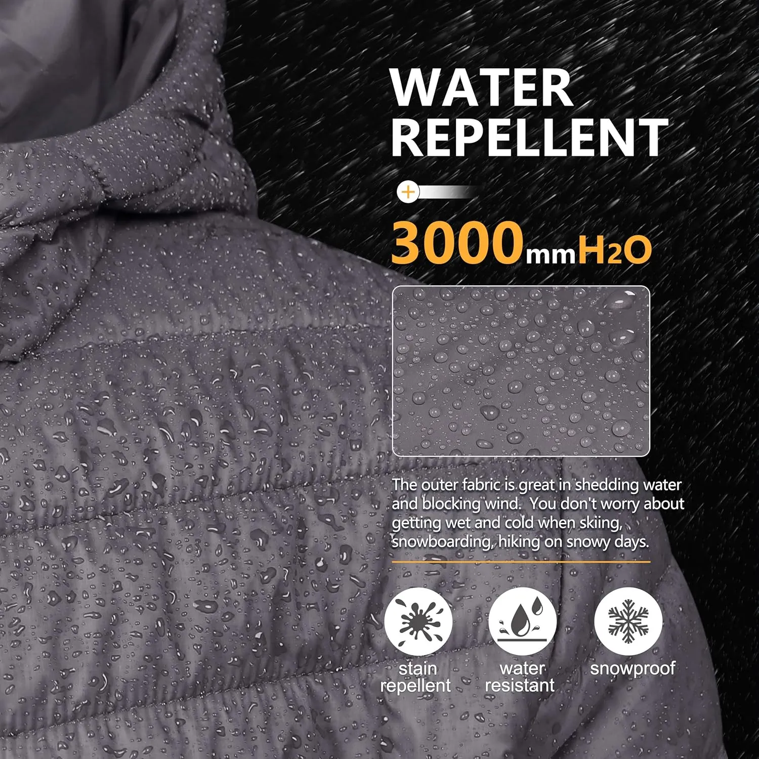 Outdoor Ventures Men's Lightweight Packable Hooded Puffer Jacket Insulated Winter Coat for Snow Ski Traveling