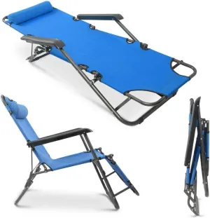 Outdoor Zero Gravity Lounge Chair Recliners Adjustable Foldable Garden Lounger for Beach Garden Family Pool (Blue)