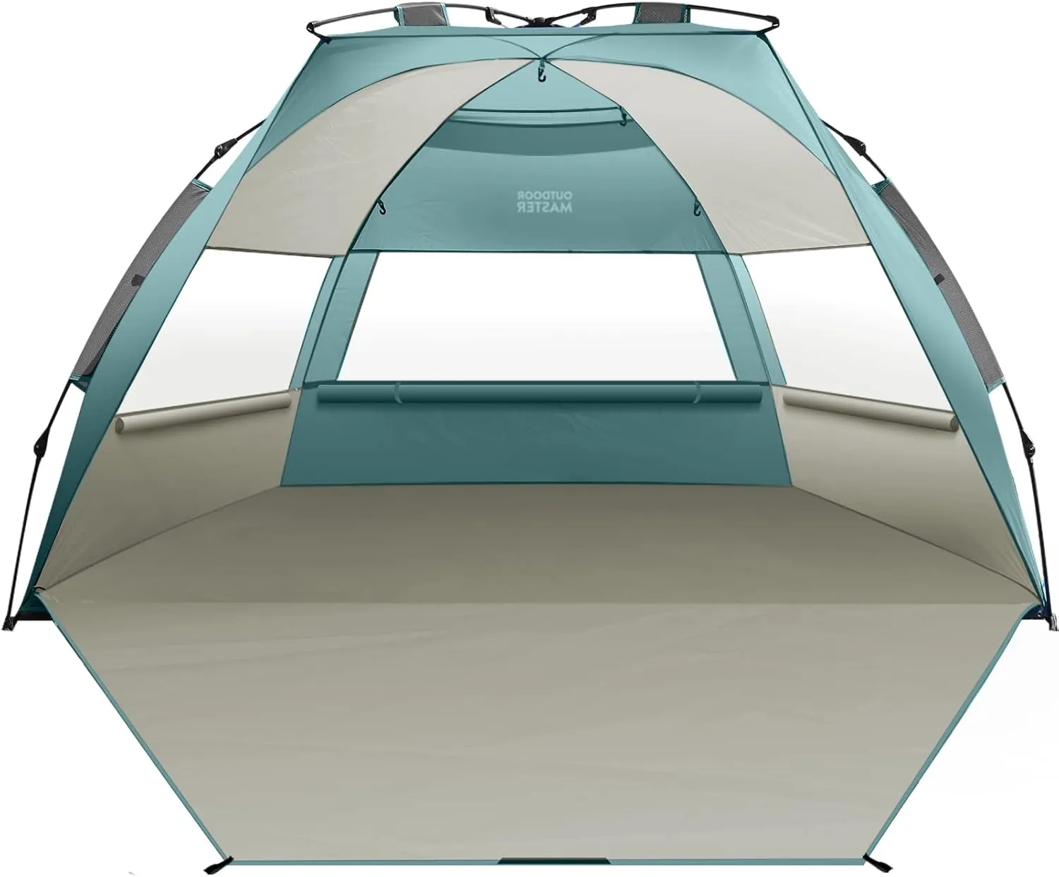 OutdoorMaster Beach Tent for 3-4 Person - Easy Setup and Portable Beach Shade Sun Shelter Canopy with UPF 50  UV Protection Removable Skylight Family Size