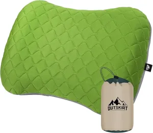 OUTSKIRT Inflatable Travel Pillow, 2-in-1 Camping Pillows for Sleeping, Ergonomic & Lightweight Small Backpacking Pillow for Travel, Hiking, Camping & Outdoor Activities, Green