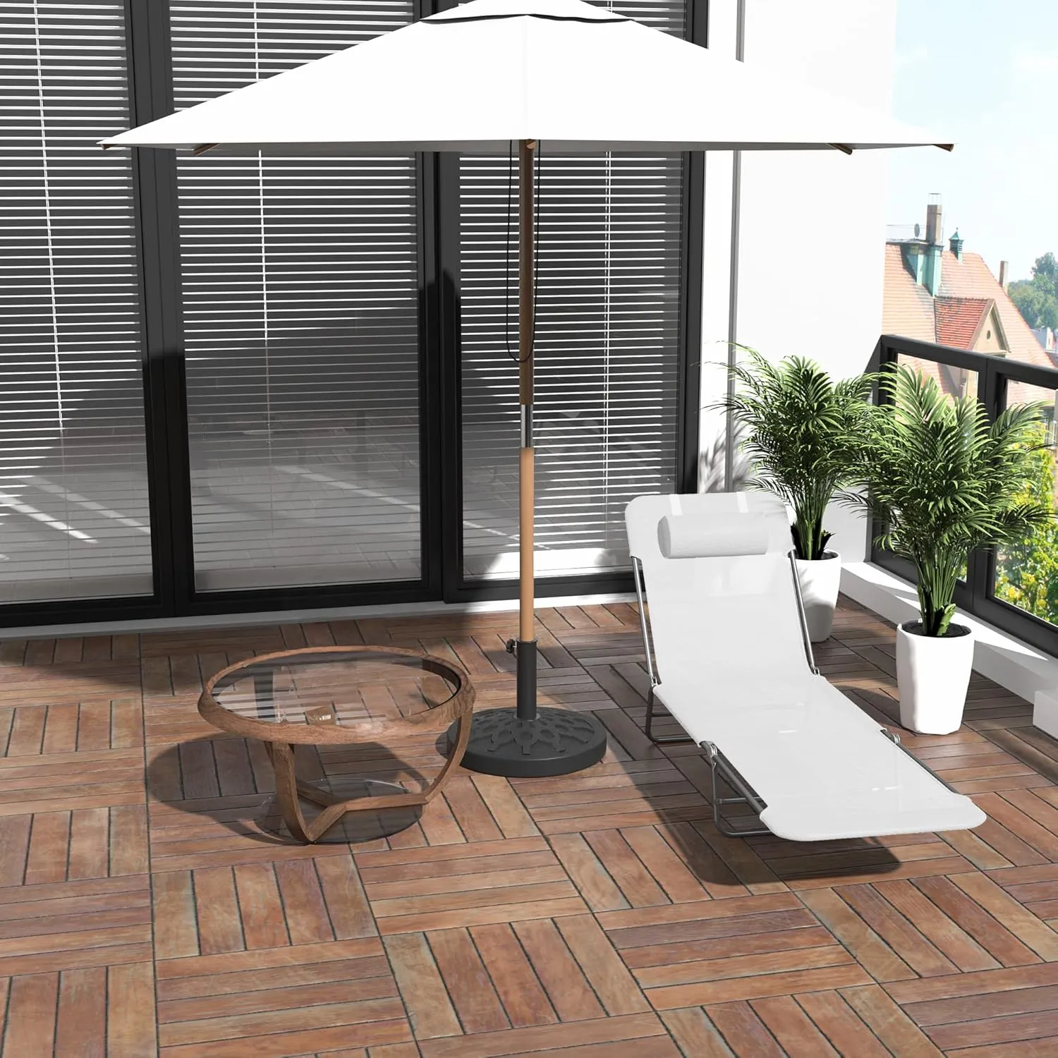 Outsunny Folding Chaise Lounge Chair, Pool Sun Tanning Chair, Outdoor Lounge Chair with Reclining Back, Breathable Mesh Seat, Headrest for Beach, Yard, Patio, Cream White