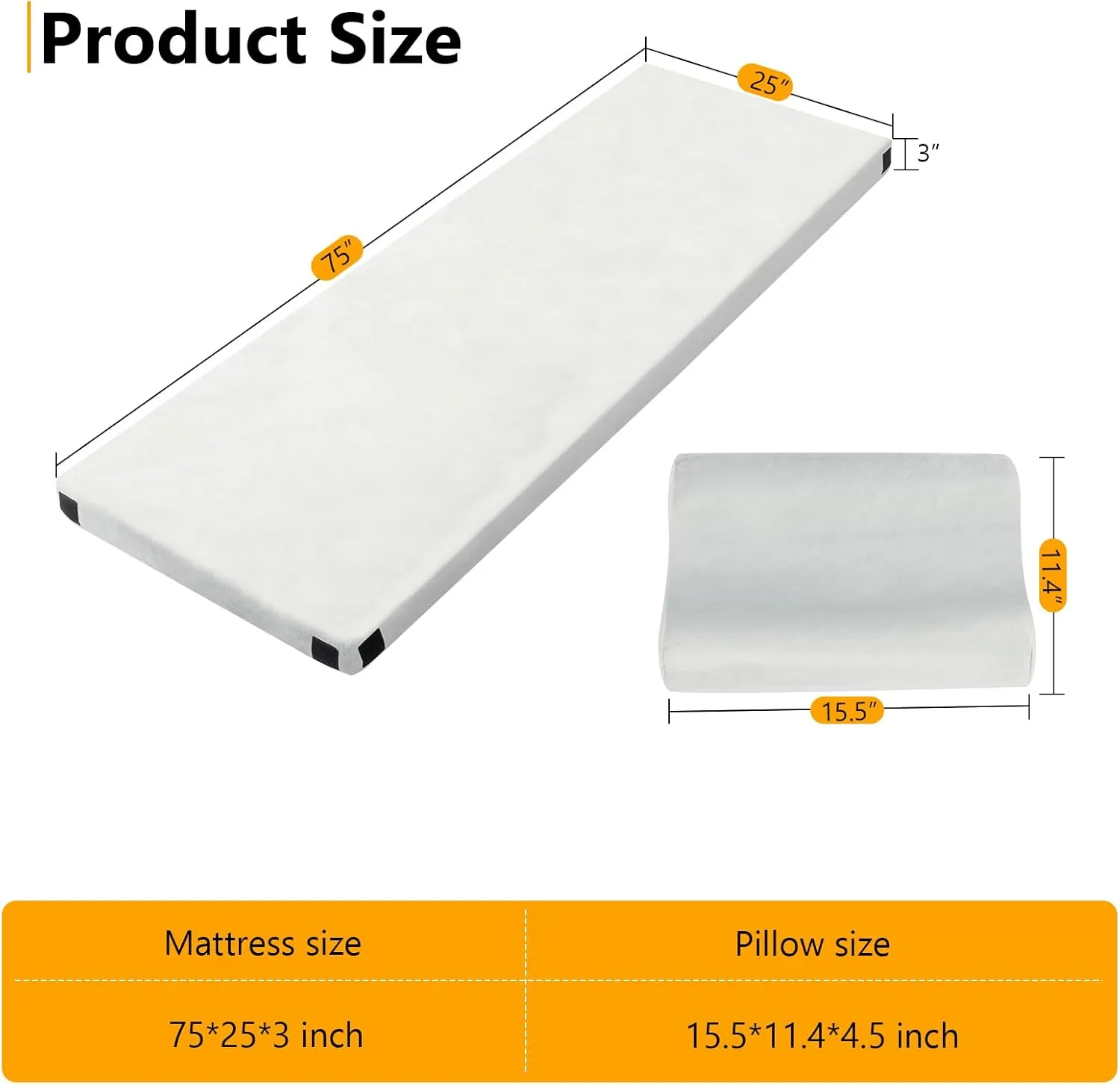 Outvita Sleeping Pad, Portable Camping Mat, CertiPUR-US Memory Foam Camping Mattress, Roll Up Floor Bed for Tent, Cot, Truck, Car, Outdoor Travel w/Portable Bag (3" with Pillow / 2.5" Without Pillow)