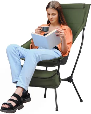 Oversized Folding Camping Chair, Adult Heavy Duty Camping Chair, Outside Folding Chair for Patio, Lawn and Outdoors, Supports 198lbs
