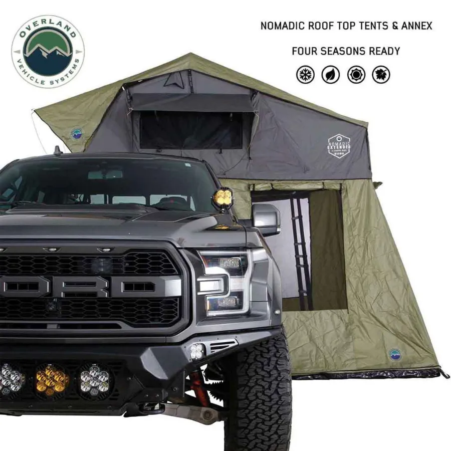 OVS HD Nomadic 4 Roof Top Tent Annex Green Base With Black Floor & Travel Cover