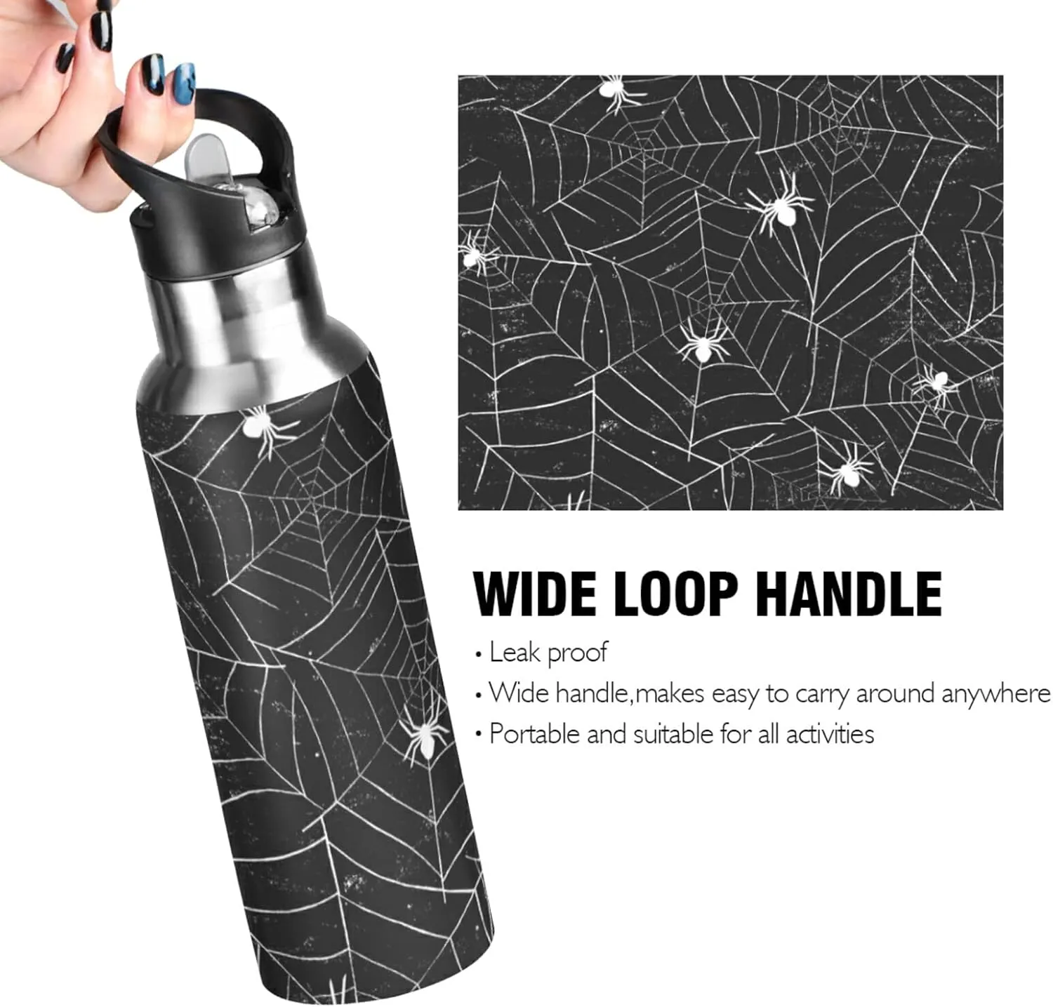 Oyihfvs Sports Stainless Steel Water Bottle 20 Oz, with Straw Lid Vacuum Insulated Leakproof Thermo Flask, Great for Fitness Outdoor