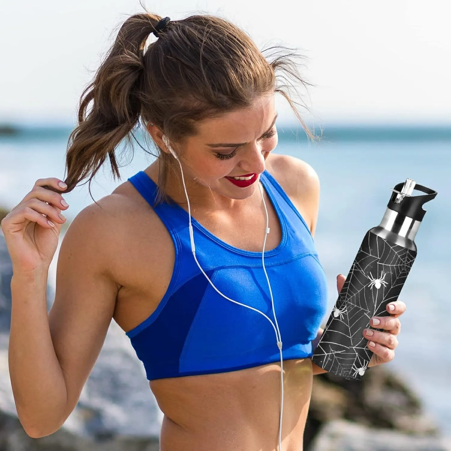 Oyihfvs Sports Stainless Steel Water Bottle 20 Oz, with Straw Lid Vacuum Insulated Leakproof Thermo Flask, Great for Fitness Outdoor