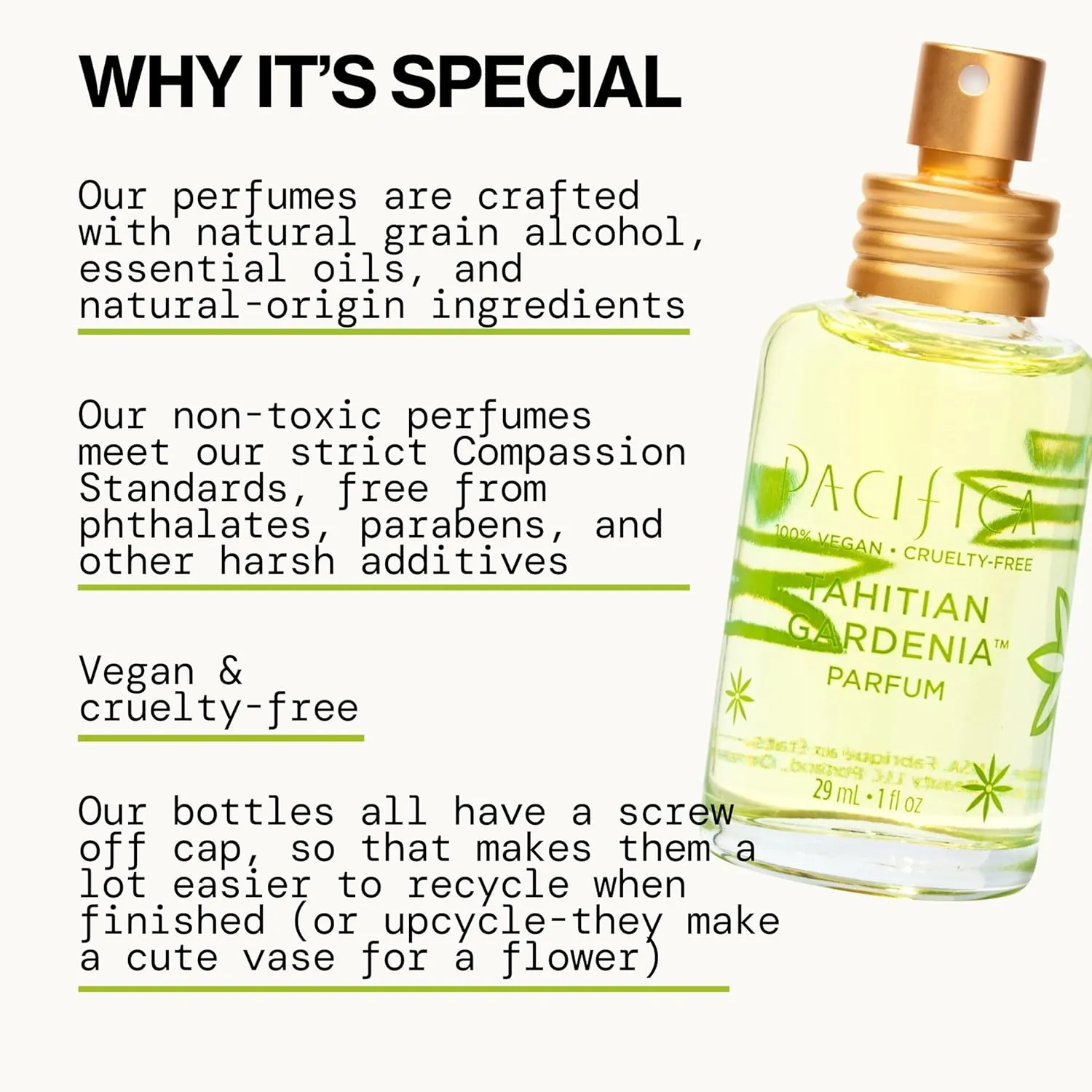 Pacifica Tahitian Gardenia Perfume Spray 1oz – Tropical Floral Fragrance with Gardenia Bloom, Jasmine & Sweet Orange, Warm Vanilla Coconut Notes, Vegan & Cruelty-Free Clean Perfume for Women
