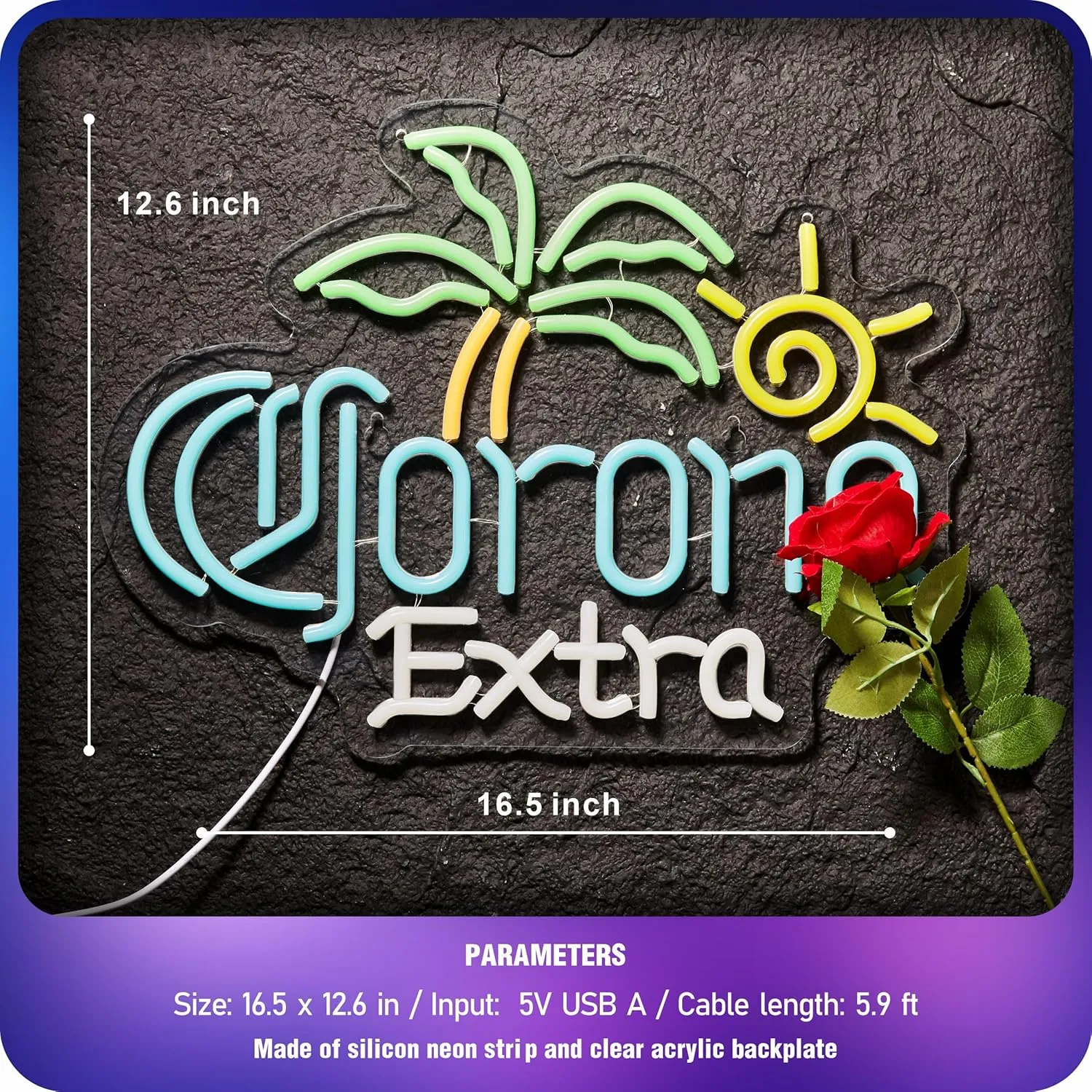 Palm Tree Coron Beer Neon Sign for Wall Decor Bar Light Up Signs Extra Beer LED Lights Man Cave Pub Store Party Club Gifts