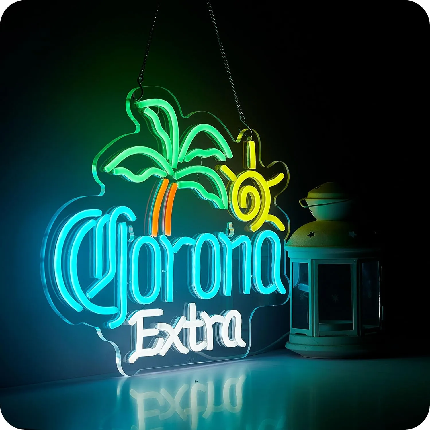 Palm Tree Coron Beer Neon Sign for Wall Decor Bar Light Up Signs Extra Beer LED Lights Man Cave Pub Store Party Club Gifts